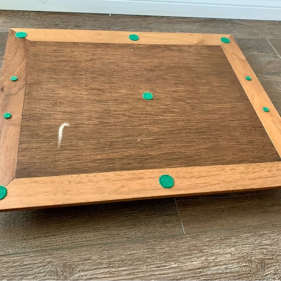 Vintage Decorative Wood Tray With  Embroidery Insert 14/17 Inch - Picture 8 of 13